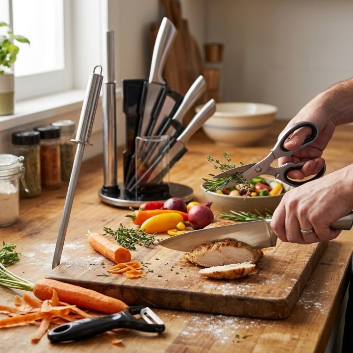 Juego De Cuchillos Cocina Acero Inoxidable 8 Piezas + Base