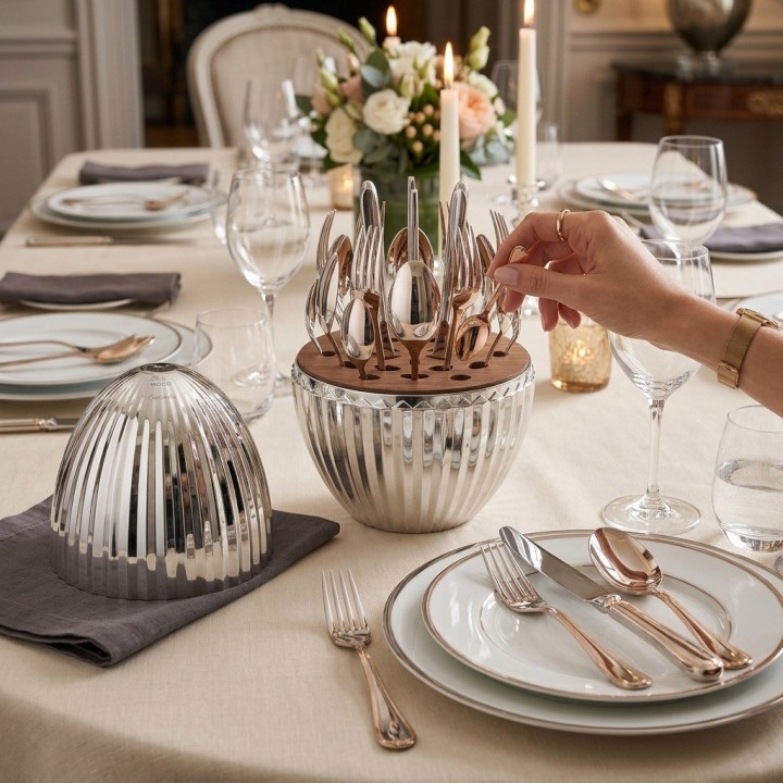 Juego Cubiertos 24 Piezas Acero Inoxidable Estuche Huevo