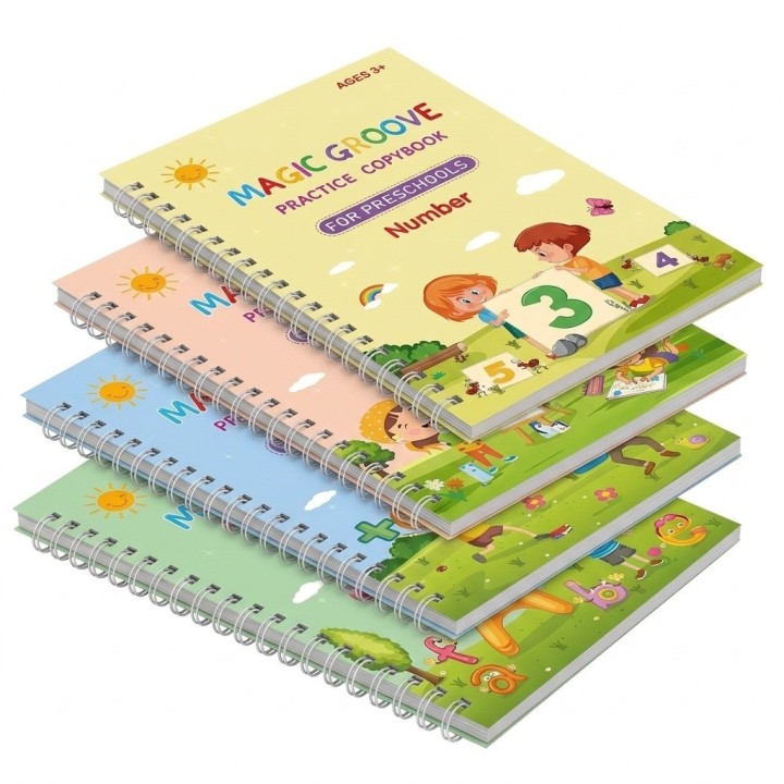 Kit 4 Cuadernos Mágicos Práctica Caligrafía Niños