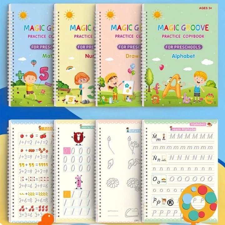 Kit 4 Cuadernos Mágicos Práctica Caligrafía Niños