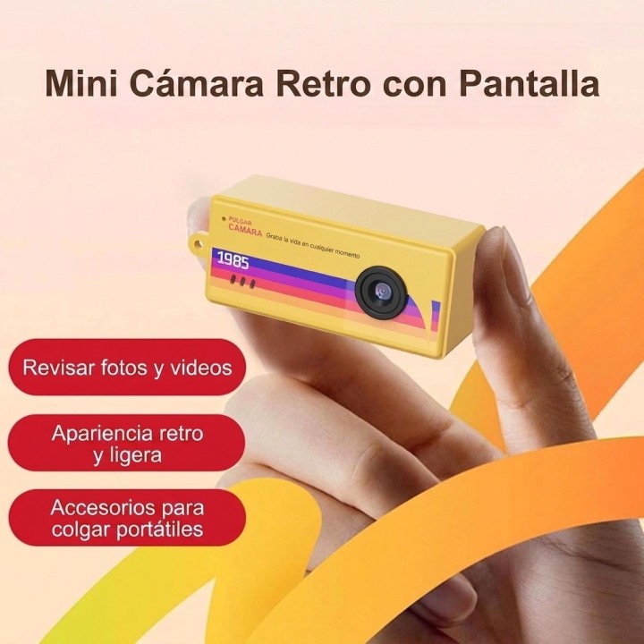 Mini Cámara De Pulgar Vintage 1985 Portátil Con Pantalla Lcd