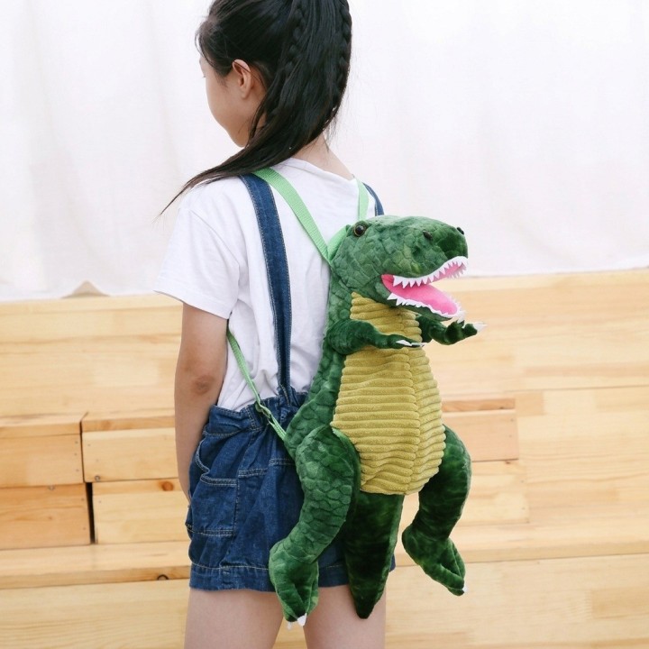 Mochila Dinosaurio Peluche T-rex Verde Infantil
