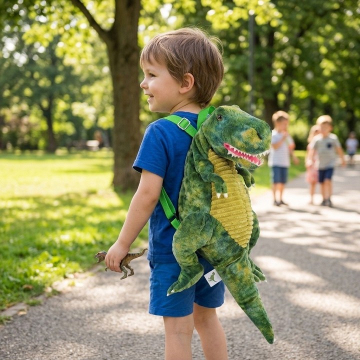 Mochila Dinosaurio Peluche T-rex Verde Infantil