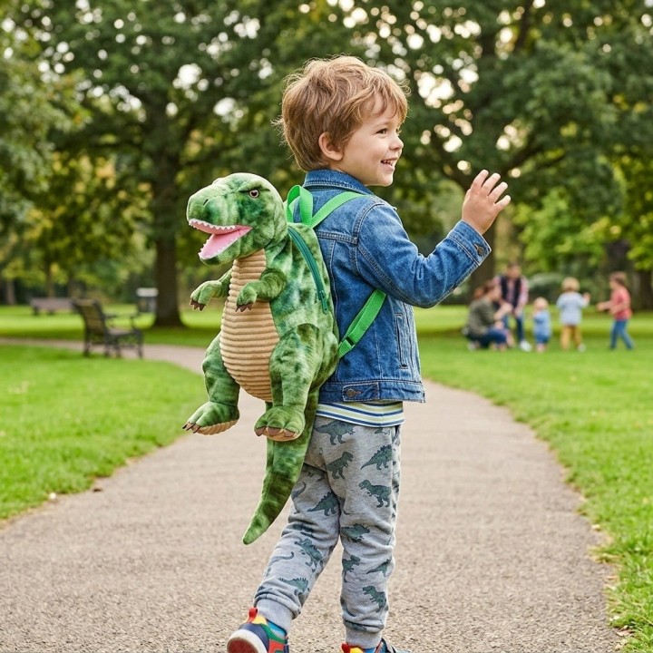 Mochila Dinosaurio Peluche T-rex Verde Infantil