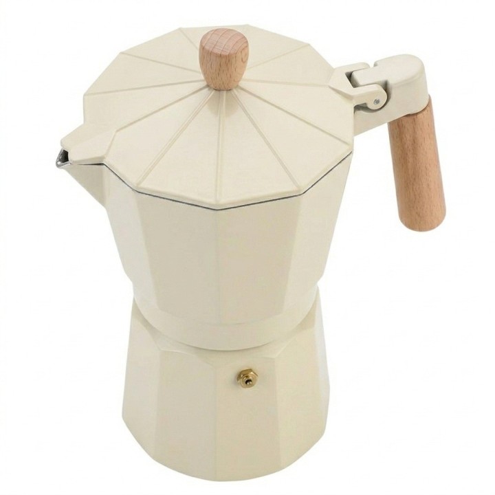 Cafetera Italiana Moka Express Clásica 9 Tazas Mango Madera