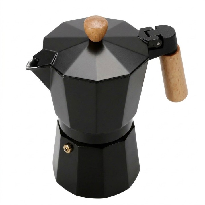 Cafetera Italiana Moka Express Clásica 9 Tazas Mango Madera