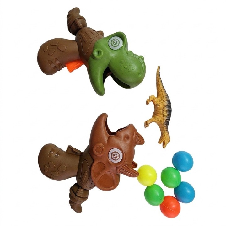 Set 2 Pistolas Dinosaurio Lanza Pelotas Para Niños