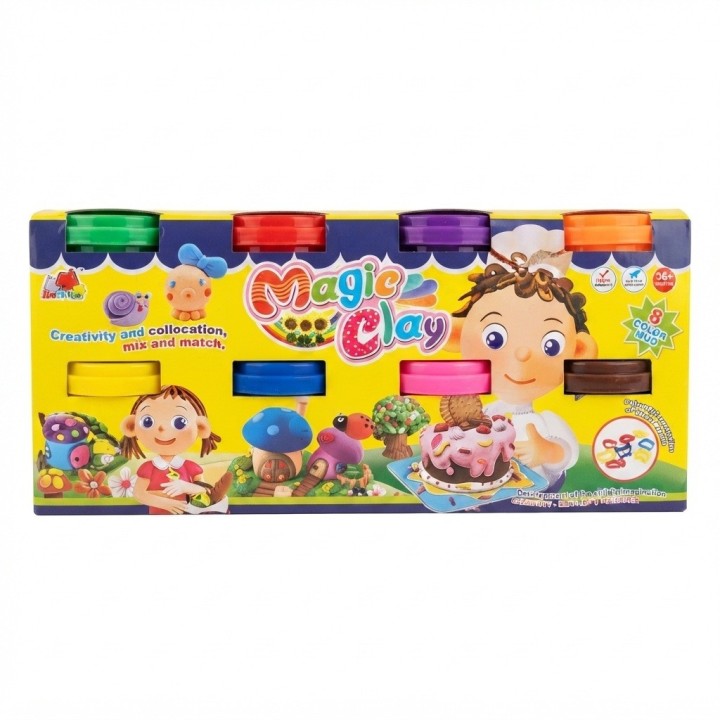 Set Masa Moldeable 8 Colores Magic Clay Moldes En Tapas