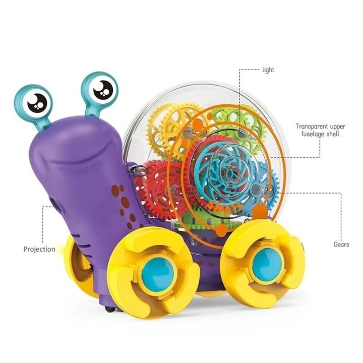Caracol Musical Proyector Luces Engranajes + Baterias