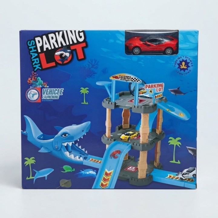 Parqueadero Pista Tiburón Juguete Niños Lanza Carros