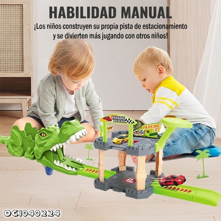 Dino Parking Lot: Pista Dinosaurio Con Lanzador Y Vehículos