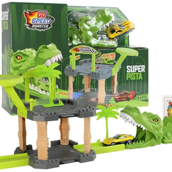 Dino Parking Lot: Pista Dinosaurio Con Lanzador Y Vehículos