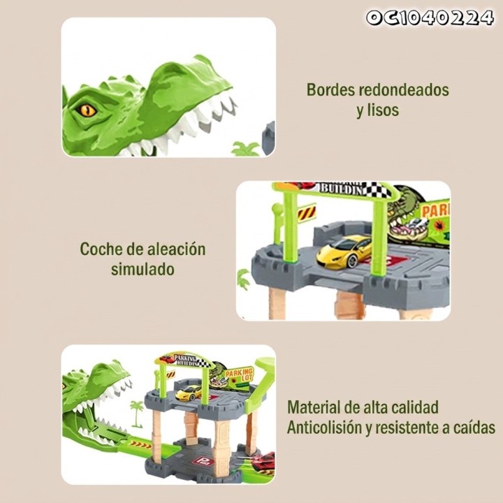 Dino Parking Lot: Pista Dinosaurio Con Lanzador Y Vehículos