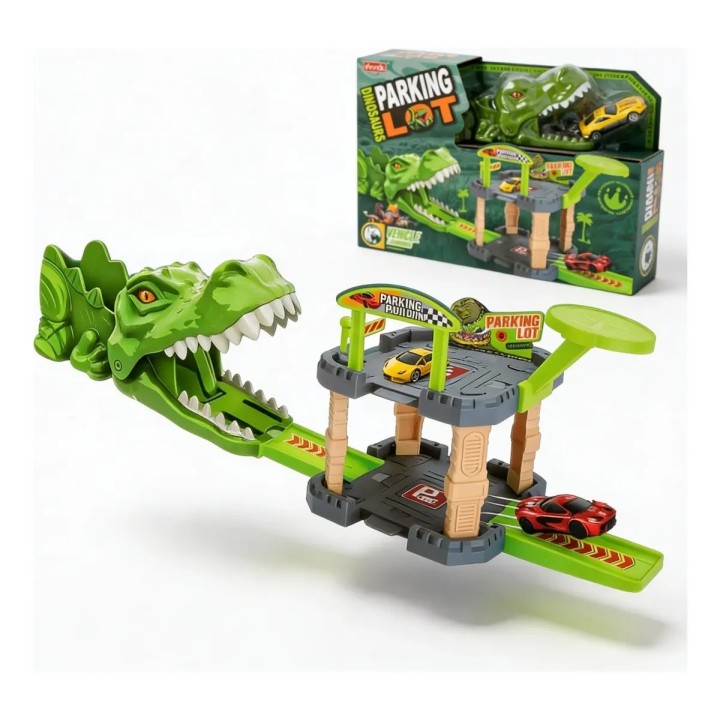 Dino Parking Lot: Pista Dinosaurio Con Lanzador Y Vehículos