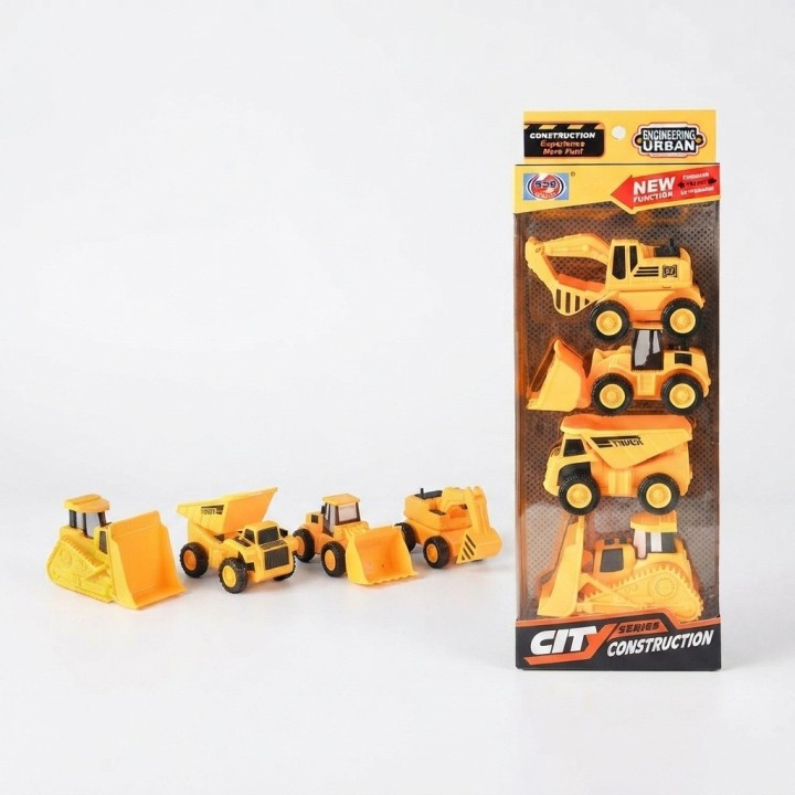 Set 4 Vehículos De Construcción Juguete Fricción Niños