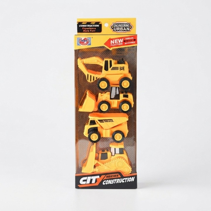 Set 4 Vehículos De Construcción Juguete Fricción Niños
