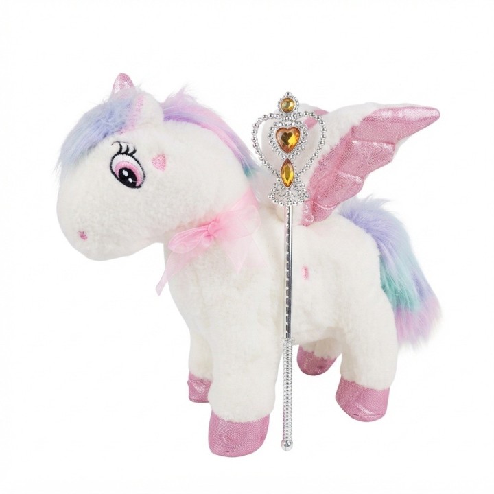 Unicornio Peluche Musical Mágico Con Alas Y Varita