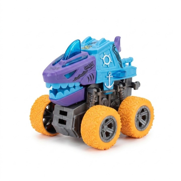 Set 4 Carros De Juguete Tiburón Monster Truck Infantiles
