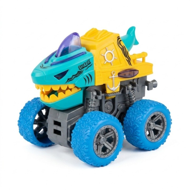 Set 4 Carros De Juguete Tiburón Monster Truck Infantiles