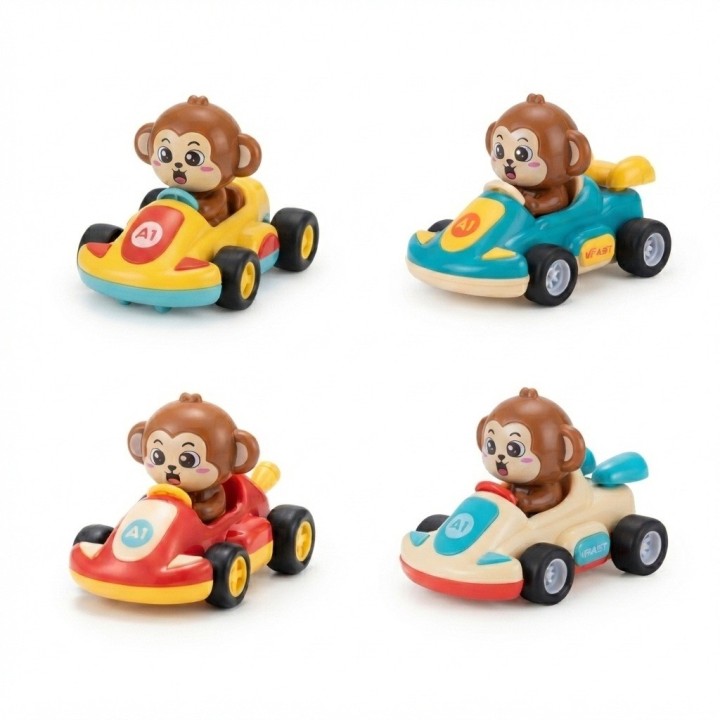 Carrito De Juguete Mono Go Kart Infantil Niños X 4 Unidades