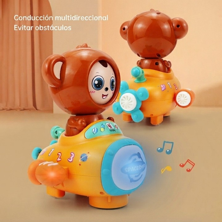 Juguete Mono Nave Espacial Musical Con Luces Y Movimiento
