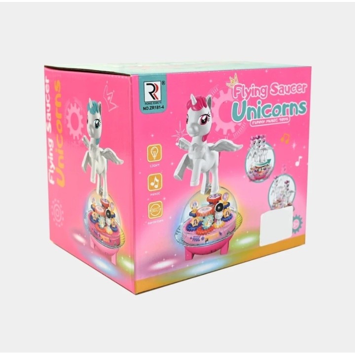 Juguete Unicornio Robot Musical Con Luces Y Rotación 360°
