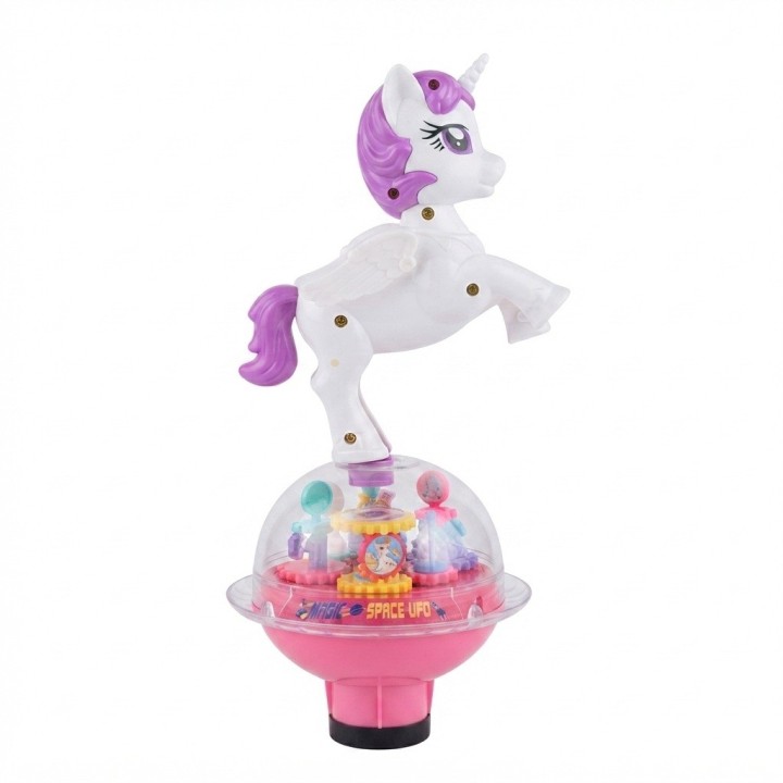 Juguete Unicornio Robot Musical Con Luces Y Rotación 360°