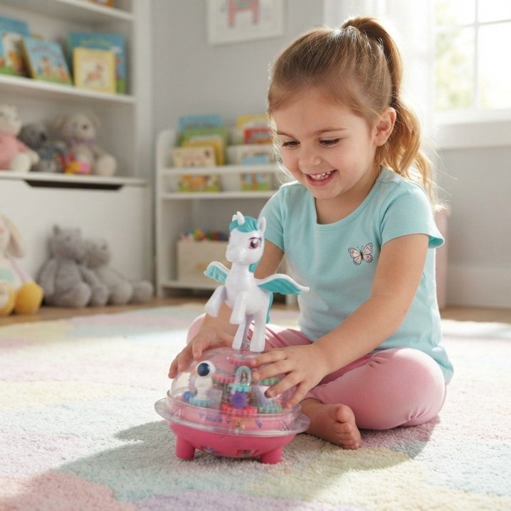 Juguete Unicornio Robot Musical Con Luces Y Rotación 360°