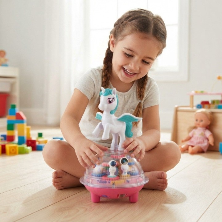 Juguete Unicornio Robot Musical Con Luces Y Rotación 360°