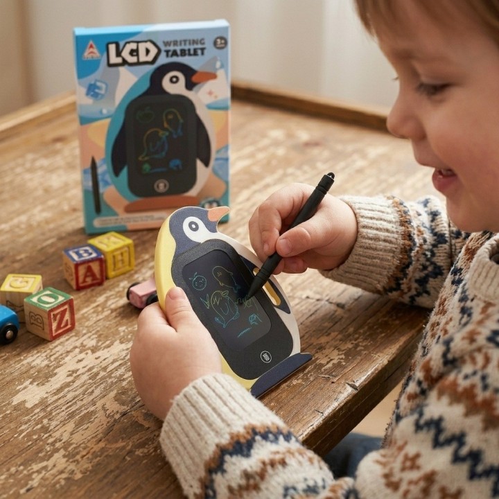 Pizarra Mágica Lcd Pingüino Tableta Dibujo Niños Con Lápiz