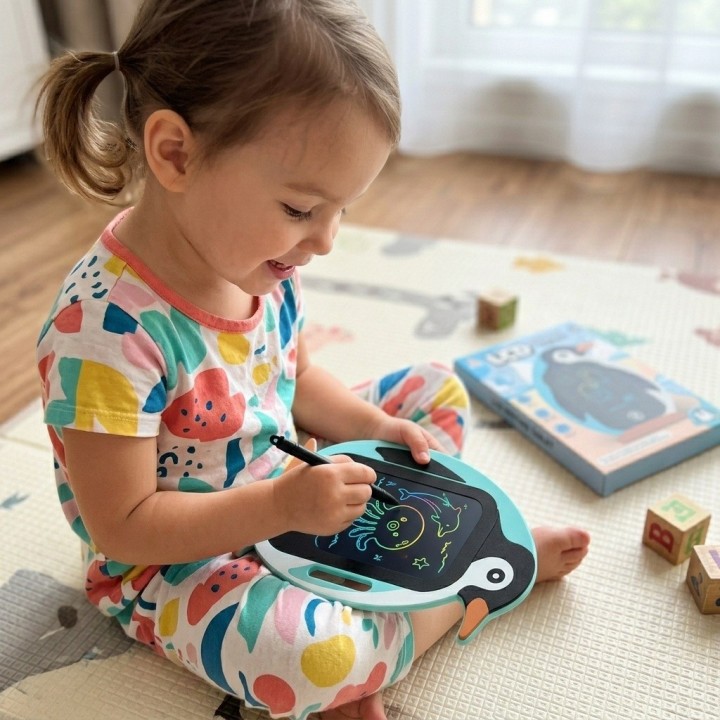 Pizarra Mágica Lcd Pingüino Tableta Dibujo Niños Con Lápiz