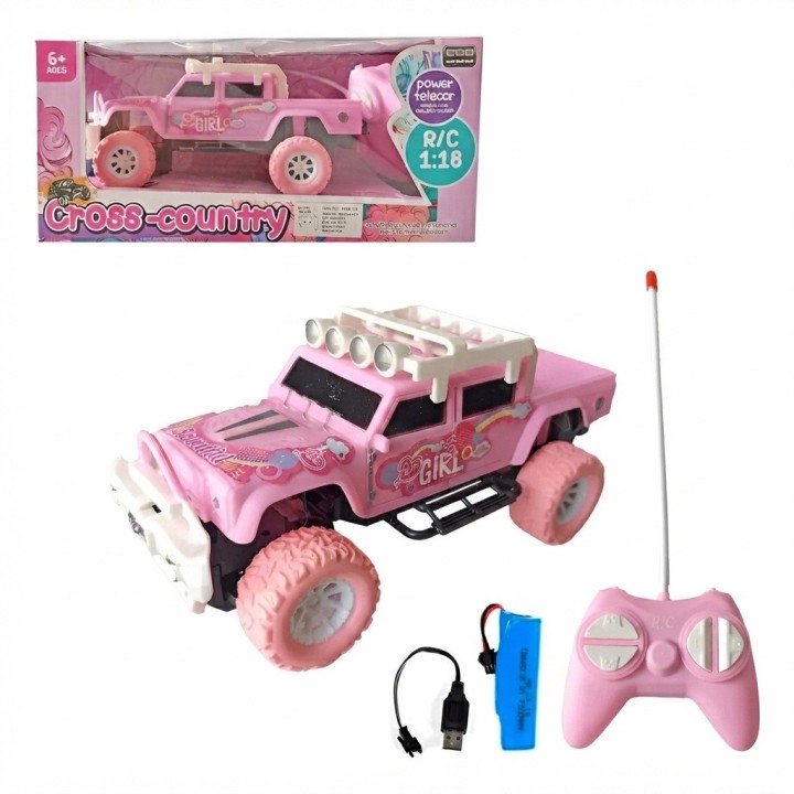 Camioneta Control Remoto Rosa Para Niña + Batería Recargable