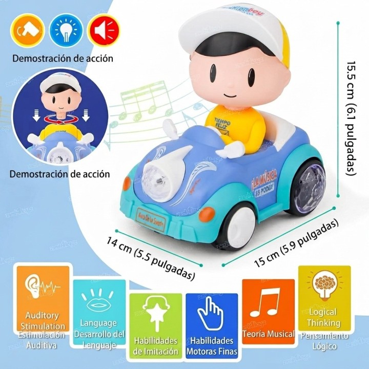 Carro Juguete Bebé Musical Luces Led Giro Acrobático 360