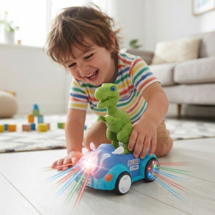 Carro Juguete Dinosaurio T-rex Luces 5d Música Niños