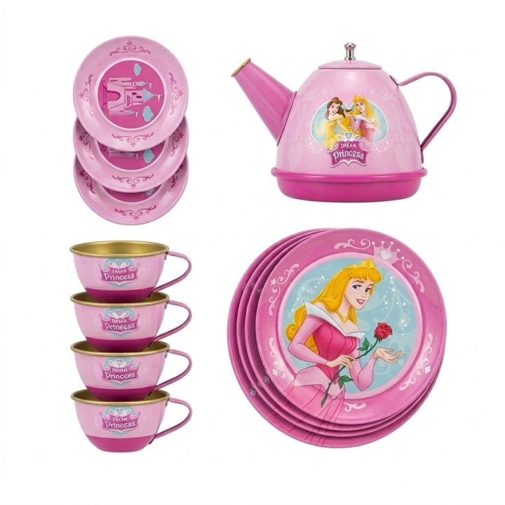 Juego De Té Metálico Princesas Infantil Niñas 14 Piezas