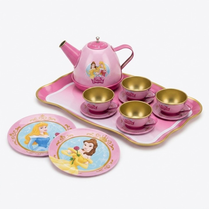 Juego De Té Metálico Princesas Infantil Niñas 14 Piezas
