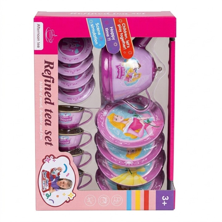 Juego De Té Metálico Princesas Infantil Niñas 14 Piezas