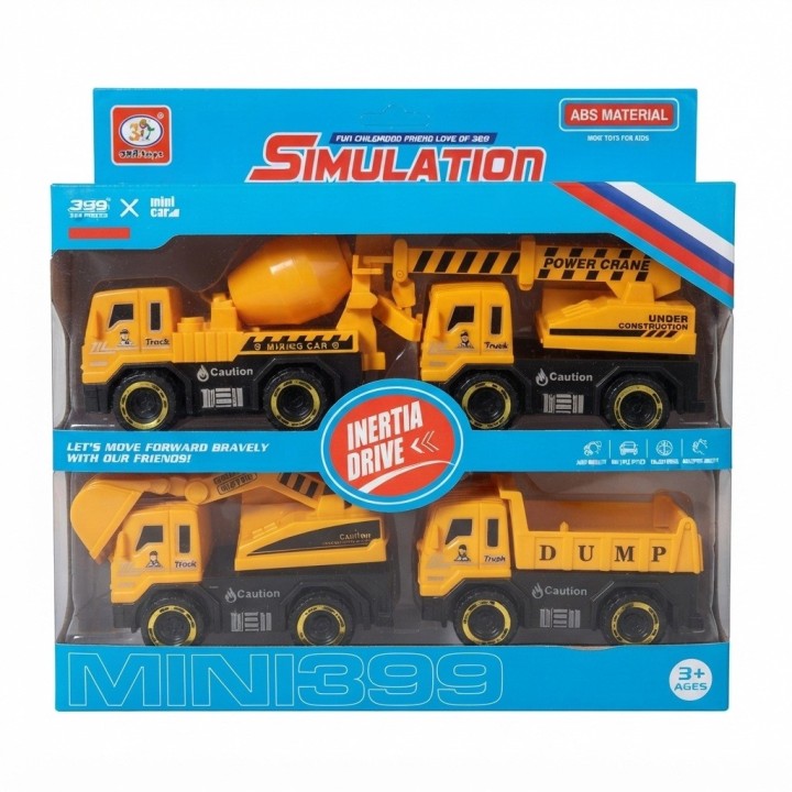 Set 4 Camiones De Construccion Juguete Friccion