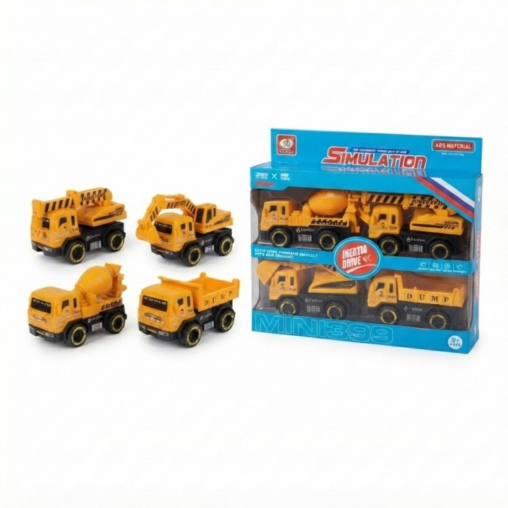 Set 4 Camiones De Construccion Juguete Friccion