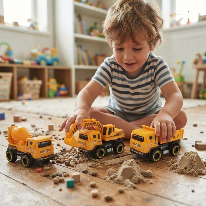 Set 4 Camiones De Construccion Juguete Friccion