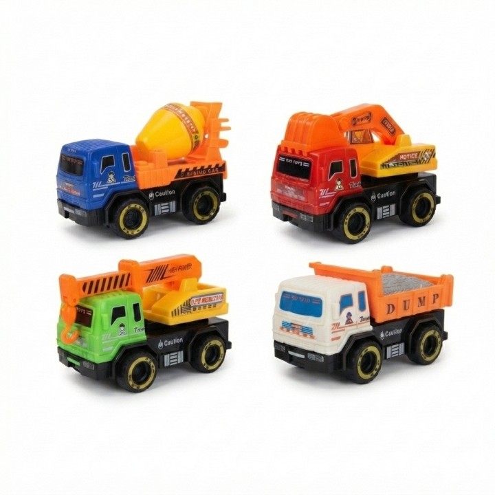 Set 4 Carros De Construcción Juguete Fricción Infantiles