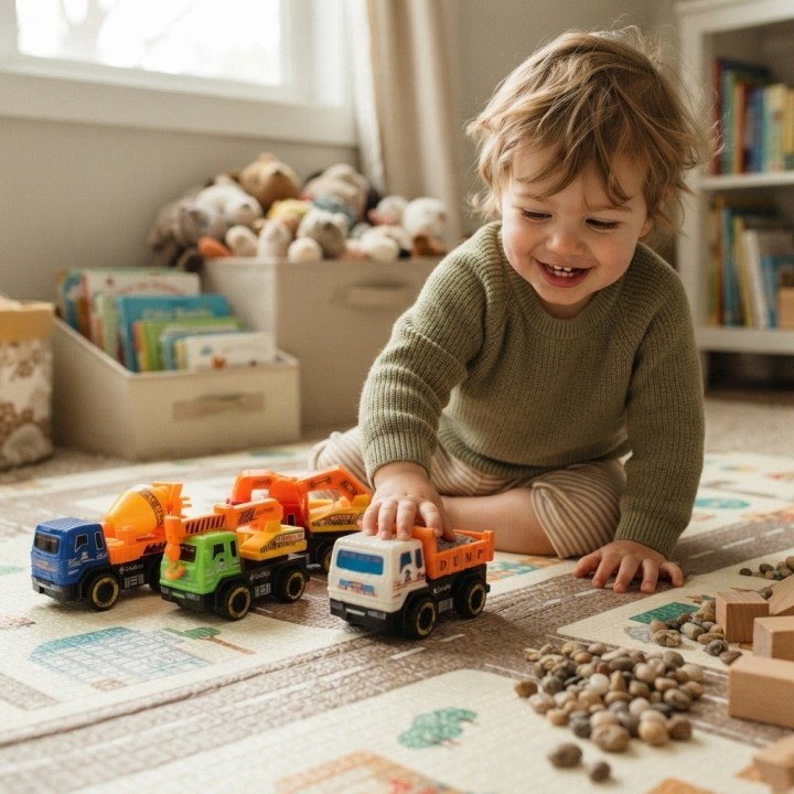 Set 4 Carros De Construcción Juguete Fricción Infantiles