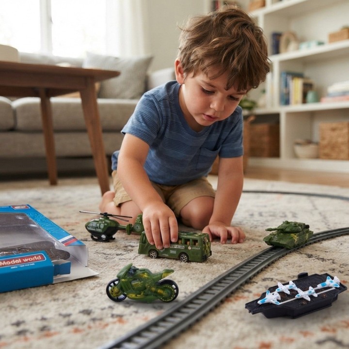 Set 5 Vehículos Militares De Juguete Fricción Niños