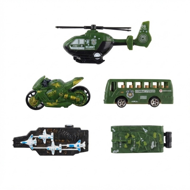 Set 5 Vehículos Militares De Juguete Fricción Niños