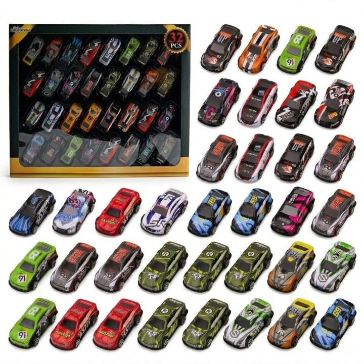 Set De 32 Carros Deportivos De Juguete Fricción Niños