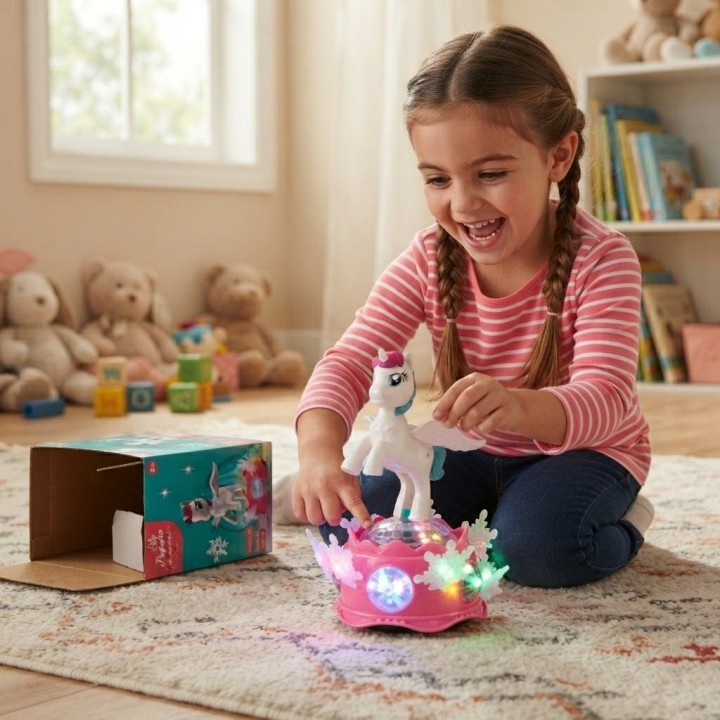 Unicornio De La Música Con Luces, Sonido Y Rotación