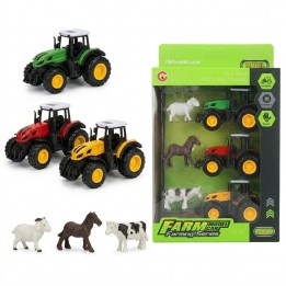 Set 3 Tractores De Granja Con 3 Animales Juguete Para Niños