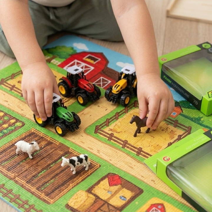 Set 3 Tractores De Granja Con 3 Animales Juguete Para Niños