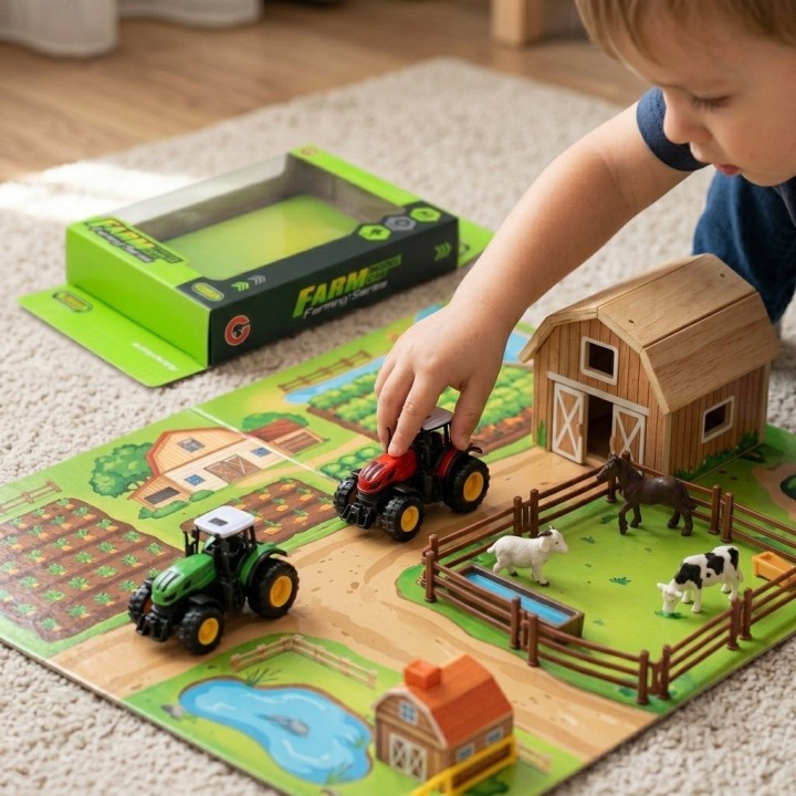 Set 3 Tractores De Granja Con 3 Animales Juguete Para Niños