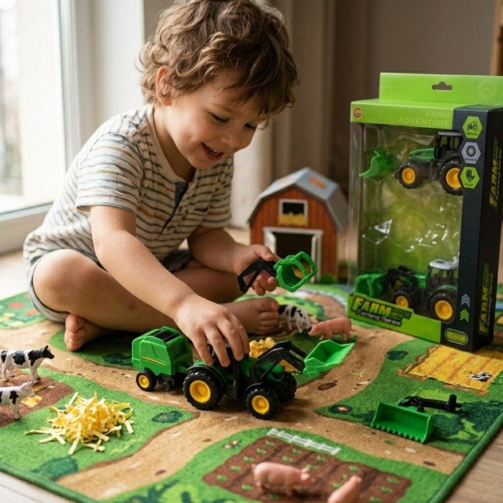 Set 3 Tractores De Granja Juguete Friccion Vehiculos Niños